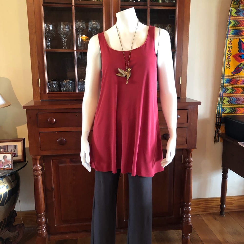 Eileen Fisher Red Saffron xs Silk Tank